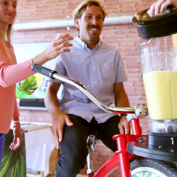 Client vélo à smoothie